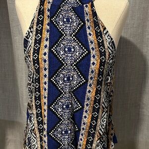 Blue Patterned Halter Top